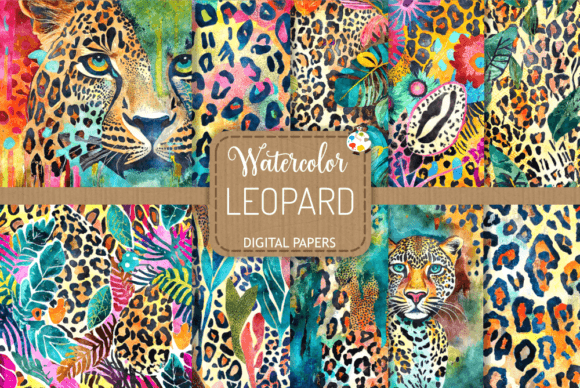 Download Leopard - Watercolor Digital Papers - Papers Collection
