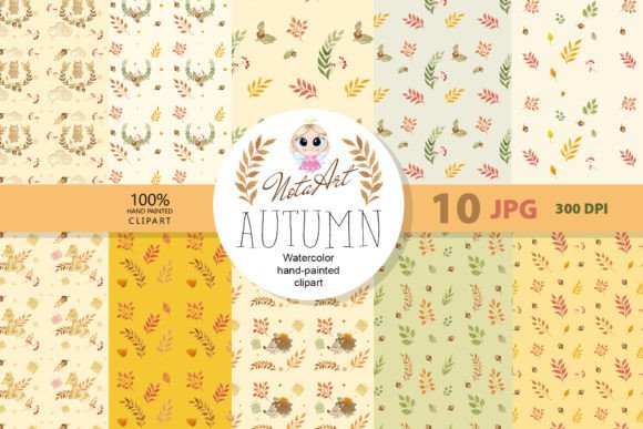 Download Cozy Fall Digital Papers, Autumn Leaves - Papers Collection