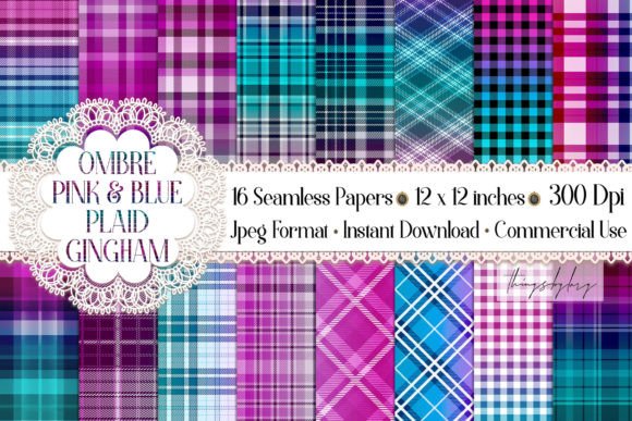 Download Seamless Ombre Pink Blue Plaid Papers - Papers Collection