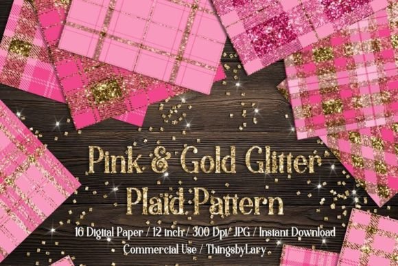 Download Luxury Gold Pink Glitter Plaid Papers - Papers Collection
