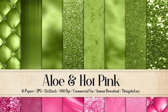 Download Aloe Green Hot Pink Digital Papers - Papers Collection