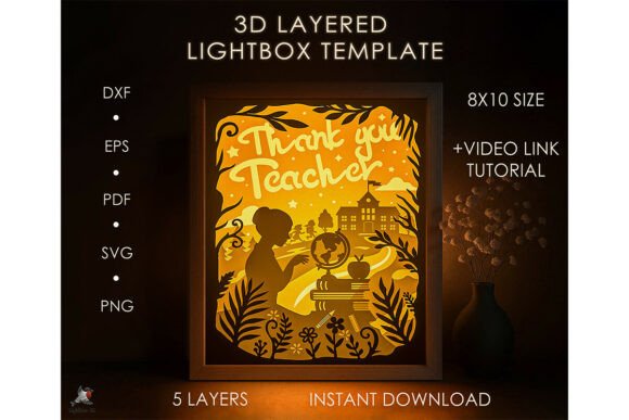 Download Thank You Teacher Lightbox SVG Template - Teacher Collection