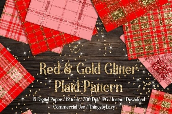Download Luxury Gold Red Glitter Plaid Papers - Papers Collection