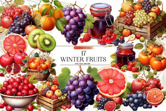 Download Winter Fruits Clipart Bundle - Fruits Collection