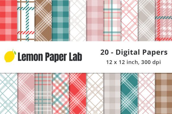 Download Red, Green &amp; Pink Christmas Plaid Papers - Papers Collection