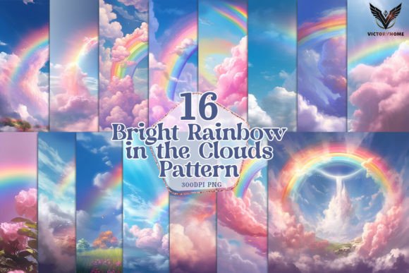 Download Bright Rainbow in the Clouds Pattern - Bright rainbow Collection