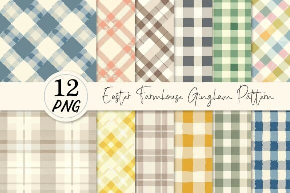 Download Easter Farmhouse Gingham Pattern Bundle - Premium Resources