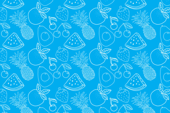 Download Fruits Pattern Blue Background Design - Fruits Collection
