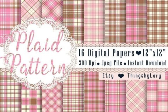 Download 16 Seamless Pink and Brown Plaid Papers - Papers Collection
