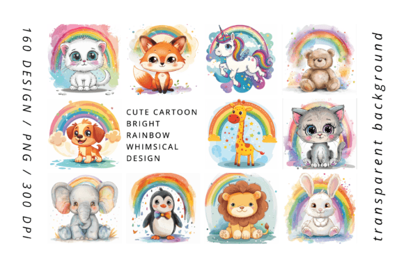 Download Cute Cartoon Bright Rainbow Clip Art - Bright rainbow Collection
