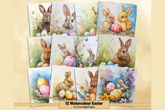 Download Watercolor Happy Easter Digital Papers - Papers Collection