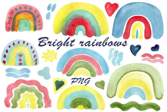Download Watercolor Bright Rainbow Clipart, Baby - Bright rainbow Collection