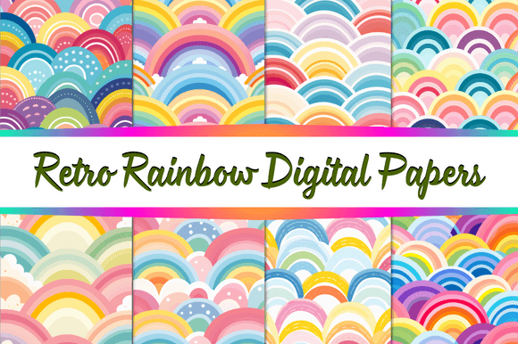 Download Retro Rainbow Digital Papers - Papers Collection
