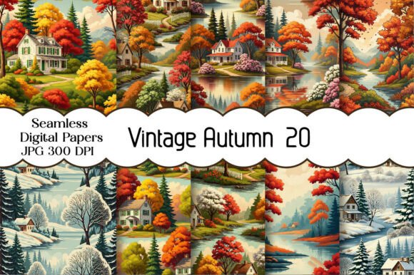 Download Vintage Autumn Digital Papers - Papers Collection