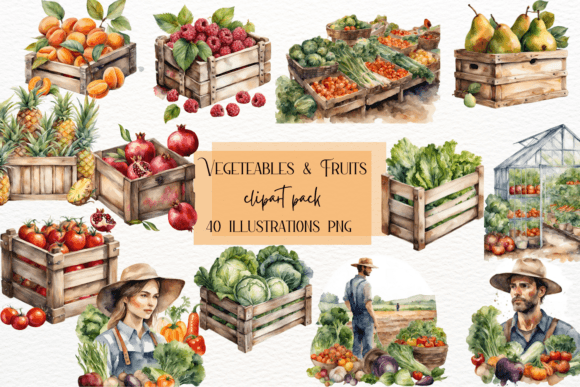 Download Watercolor Vegetables and Fruits Clipart - Fruits Collection
