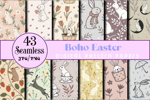 Download Seamless Boho Easter Digital Papers - Papers Collection