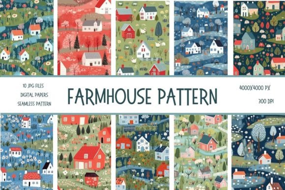 Download Farmhouse Seamless Pattern Digital Paper - Premium Resources