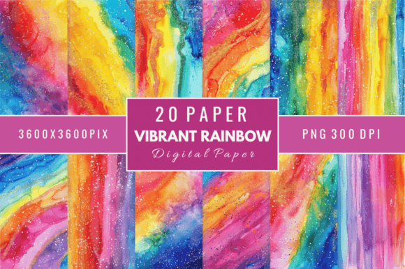 Download Vibrant Rainbow Digital Papers Bundle - Papers Collection