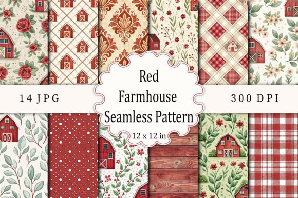 Download Red Farmhouse Seamless Pattern - Premium Resources