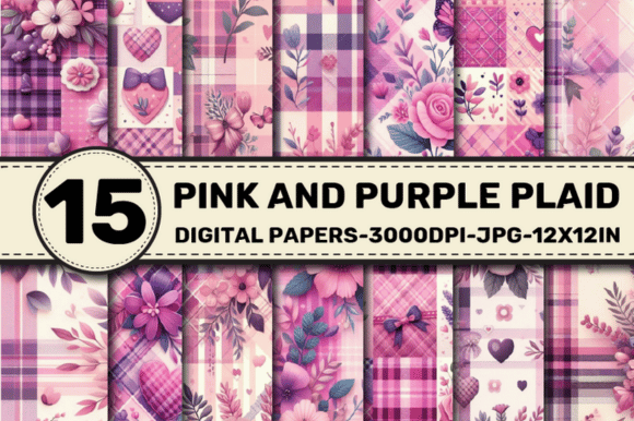 Download Pink and Purple Plaid Pattern Papers - Papers Collection