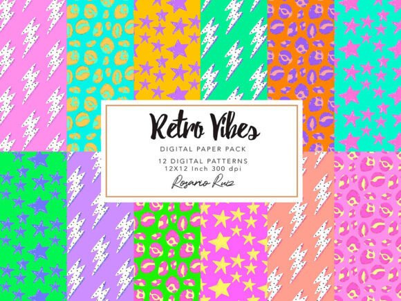 Download 80s Digital Papers | Neon Retro Patterns - Papers Collection