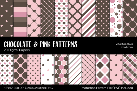 Download Chocolate &amp; Pink Digital Papers - Papers Collection