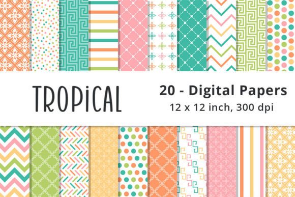 Download Light Tropical Colors Digital Papers - Papers Collection