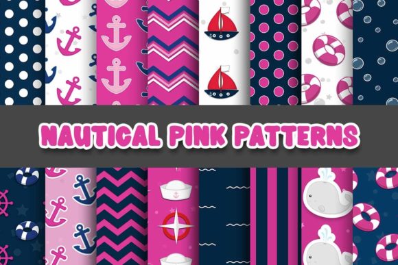 Download Nautical Pink Digital Papers Patterns - Papers Collection