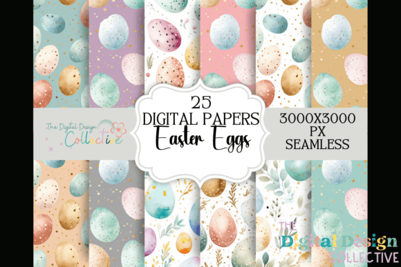 Download Watercolor Easter Digital Papers Eggs - Papers Collection