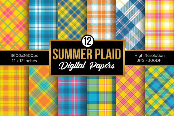 Download Summer Plaid Pattern Digital Papers - Papers Collection