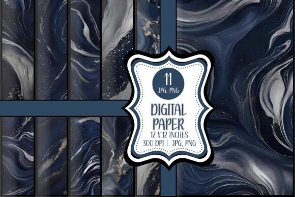 Download Navy Blue and Silver Marbled Papers - Papers Collection