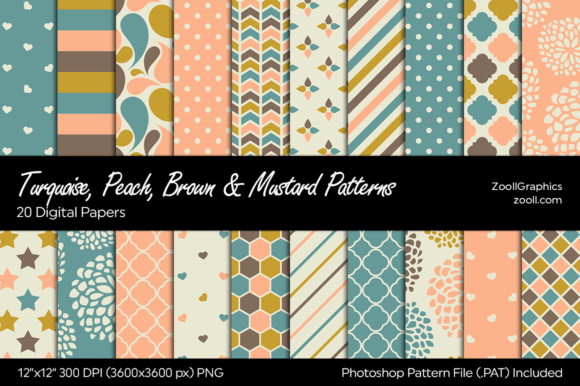 Download Turquoise, Peach, Brown &amp; Mustard Papers - Papers Collection