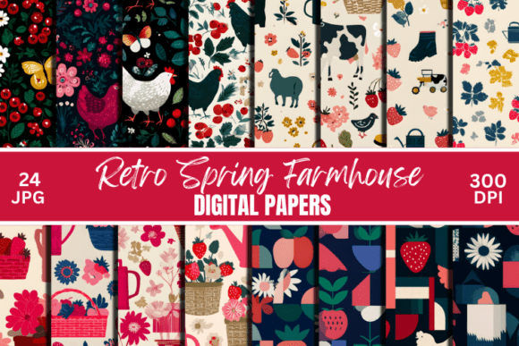 Download Retro Spring Farmhouse Digital Pattern - Premium Resources