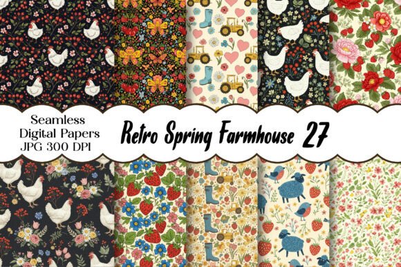 Download Retro Spring Farmhouse Digital Pattern - Premium Resources