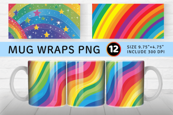 Download Bright Rainbow Mug Wrap Sublimation Desi - Bright rainbow Collection
