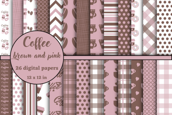Download Coffee Brown and Pink Digital Papers - Papers Collection