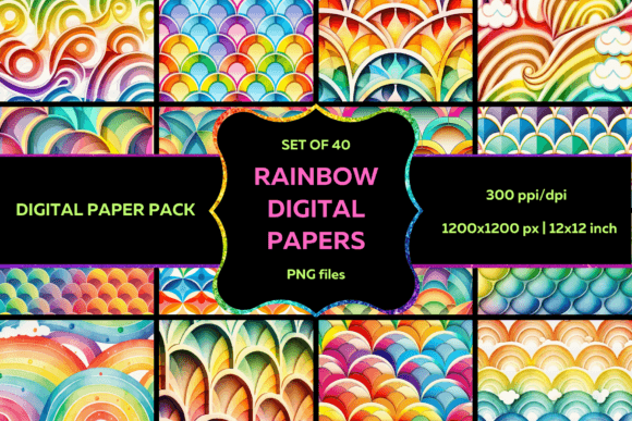 Download Watercolor Rainbow Digital Papers - Papers Collection