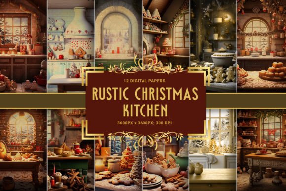 Download Festive Rustic Kitchen Digital Papers - Papers Collection