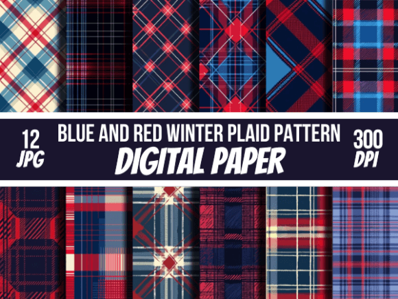 Download Blue and Red Winter Plaid Papers Pattern - Papers Collection