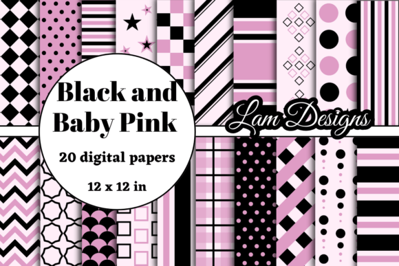 Download Black and Baby Pink Digital Papers - Papers Collection