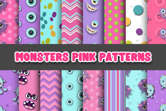 Download Monsters Pink Digital Papers Patterns - Papers Collection
