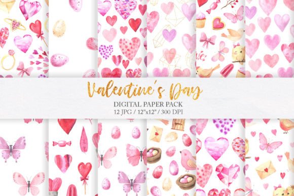 Download Valentine Day Pink Digital Papers Pack - Papers Collection